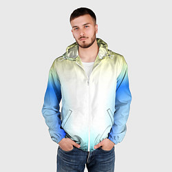 Ветровка с капюшоном мужская Color yellow blue white, цвет: 3D-белый — фото 2