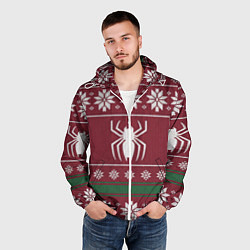 Ветровка с капюшоном мужская Рождественский свитер Человека паука, цвет: 3D-белый — фото 2