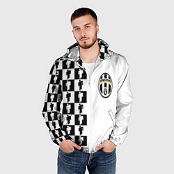 Ветровка с капюшоном мужская Ювентус паттерн люди, цвет: 3D-белый — фото 2