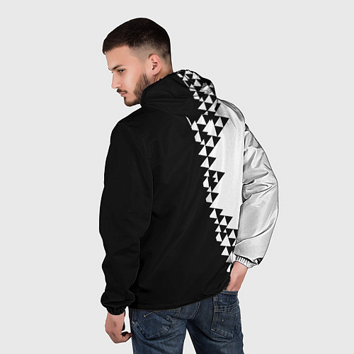 Мужская ветровка Juventus черно белая геометрия текстура / 3D-Белый – фото 4
