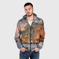 Ветровка с капюшоном мужская Зимний Санкт-Петербург, цвет: 3D-черный — фото 2