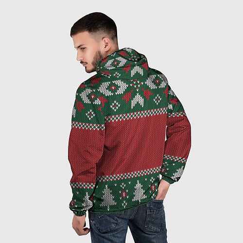 Мужская ветровка Новогодний узор вязаный / 3D-Белый – фото 4