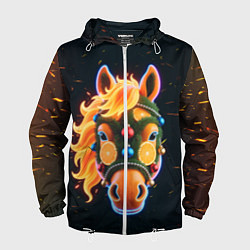 Мужская ветровка Новогодняя мандариновая лошадь