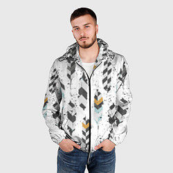 Ветровка с капюшоном мужская Перья, цвет: 3D-черный — фото 2
