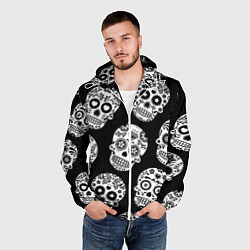 Ветровка с капюшоном мужская Черепа, цвет: 3D-белый — фото 2