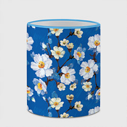 Кружка 3D Цветы ретро 5, цвет: 3D-небесно-голубой кант — фото 2