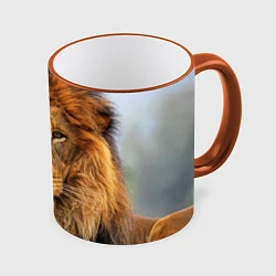 Кружка 3D Красавец лев, цвет: 3D-оранжевый кант
