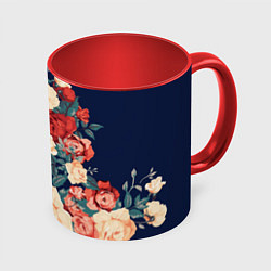 Кружка 3D Fashion flowers, цвет: 3D-белый + красный