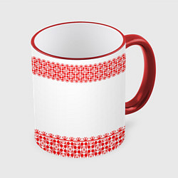 Кружка цветная Славянский орнамент (на белом)