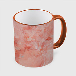 Кружка 3D Розовый мрамор - Венец, цвет: 3D-оранжевый кант
