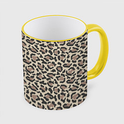 Кружка 3D Шкура леопарда, цвет: 3D-желтый кант
