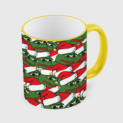 Кружка 3D Sad frog new year, цвет: 3D-желтый кант