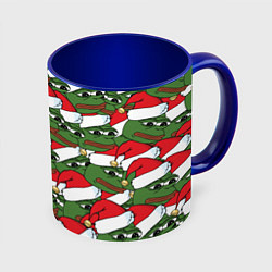 Кружка 3D Sad frog new year, цвет: 3D-белый + синий