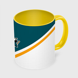 Кружка 3D NHL: San Jose Sharks, цвет: 3D-белый + желтый