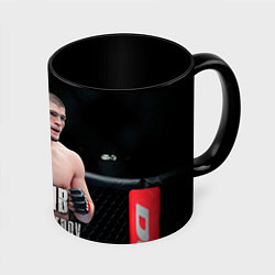 Кружка 3D Хабиб Нурмагомедов, цвет: 3D-белый + черный
