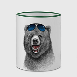 Кружка 3D Счастливый медведь, цвет: 3D-зеленый кант — фото 2