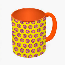 Кружка 3D Пончики Гомера Симпсона, цвет: 3D-белый + оранжевый