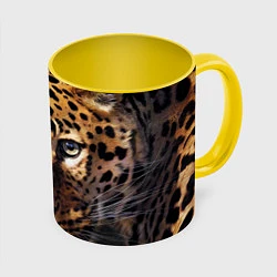 Кружка 3D Глаза леопарда, цвет: 3D-белый + желтый