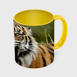 Кружка 3D Удивленный тигр, цвет: 3D-белый + желтый