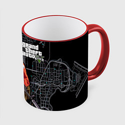 Кружка 3D GTA V: Map, цвет: 3D-красный кант