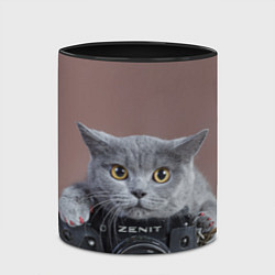 Кружка 3D Котик фотограф, цвет: 3D-белый + черный — фото 2