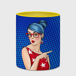 Кружка 3D Pop Art Girl, цвет: 3D-белый + желтый — фото 2