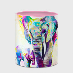 Кружка 3D Акварельные слоны, цвет: 3D-белый + розовый — фото 2