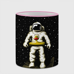 Кружка 3D Космонавт с уточкой, цвет: 3D-розовый кант — фото 2
