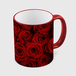Кружка 3D Красные розы, цвет: 3D-красный кант