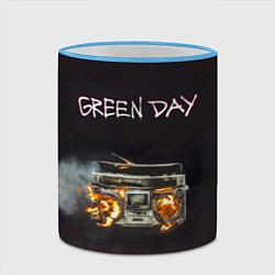 Кружка 3D Green Day магнитофон в огне, цвет: 3D-небесно-голубой кант — фото 2