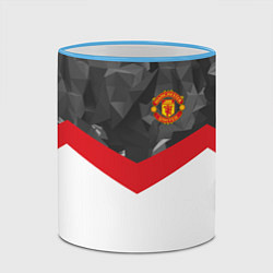 Кружка 3D Man United FC: Grey Polygons, цвет: 3D-небесно-голубой кант — фото 2