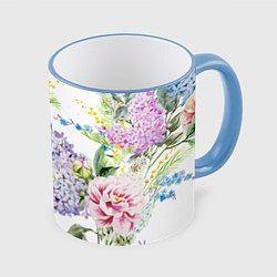 Кружка цветная Сирень и Пионы
