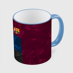 Кружка 3D FC Barcelona: Dark polygons, цвет: 3D-небесно-голубой кант