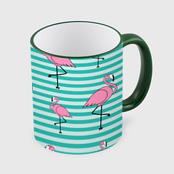 Кружка цветная Полосатые фламинго