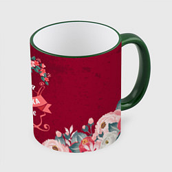 Кружка 3D Самая лучшая бабушка в мире, цвет: 3D-зеленый кант