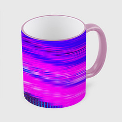 Кружка 3D Неоновые линии, цвет: 3D-розовый кант