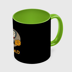 Кружка 3D Cuphead: Mugman, цвет: 3D-белый + светло-зеленый