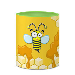 Кружка 3D Веселая пчелка, цвет: 3D-белый + светло-зеленый — фото 2