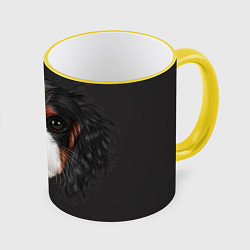 Кружка 3D Cavalier King Charles, цвет: 3D-желтый кант