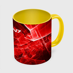 Кружка 3D Mass Effect: Red Armor N7, цвет: 3D-белый + желтый