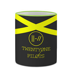 Кружка 3D Twenty One Pilots: Yellow Lines, цвет: 3D-светло-зеленый кант — фото 2