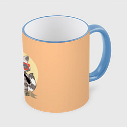 Кружка 3D Raccoon Love Coffee, цвет: 3D-небесно-голубой кант