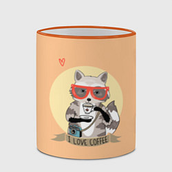 Кружка 3D Raccoon Love Coffee, цвет: 3D-оранжевый кант — фото 2