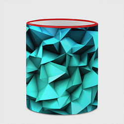 Кружка 3D Бирюзовые грани, цвет: 3D-красный кант — фото 2