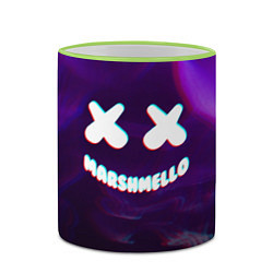 Кружка 3D Marshmello: Violet Glitch, цвет: 3D-светло-зеленый кант — фото 2