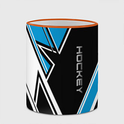 Кружка 3D Hockey black blue white, цвет: 3D-оранжевый кант — фото 2