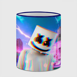 Кружка 3D Marshmello: Glitch Effect, цвет: 3D-синий кант — фото 2