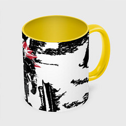 Кружка 3D Силуэт Ведьмака, цвет: 3D-белый + желтый