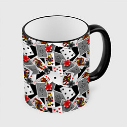 Кружка цветная Игральные карты и фишки