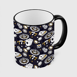 Кружка 3D Казино 777, цвет: 3D-черный кант